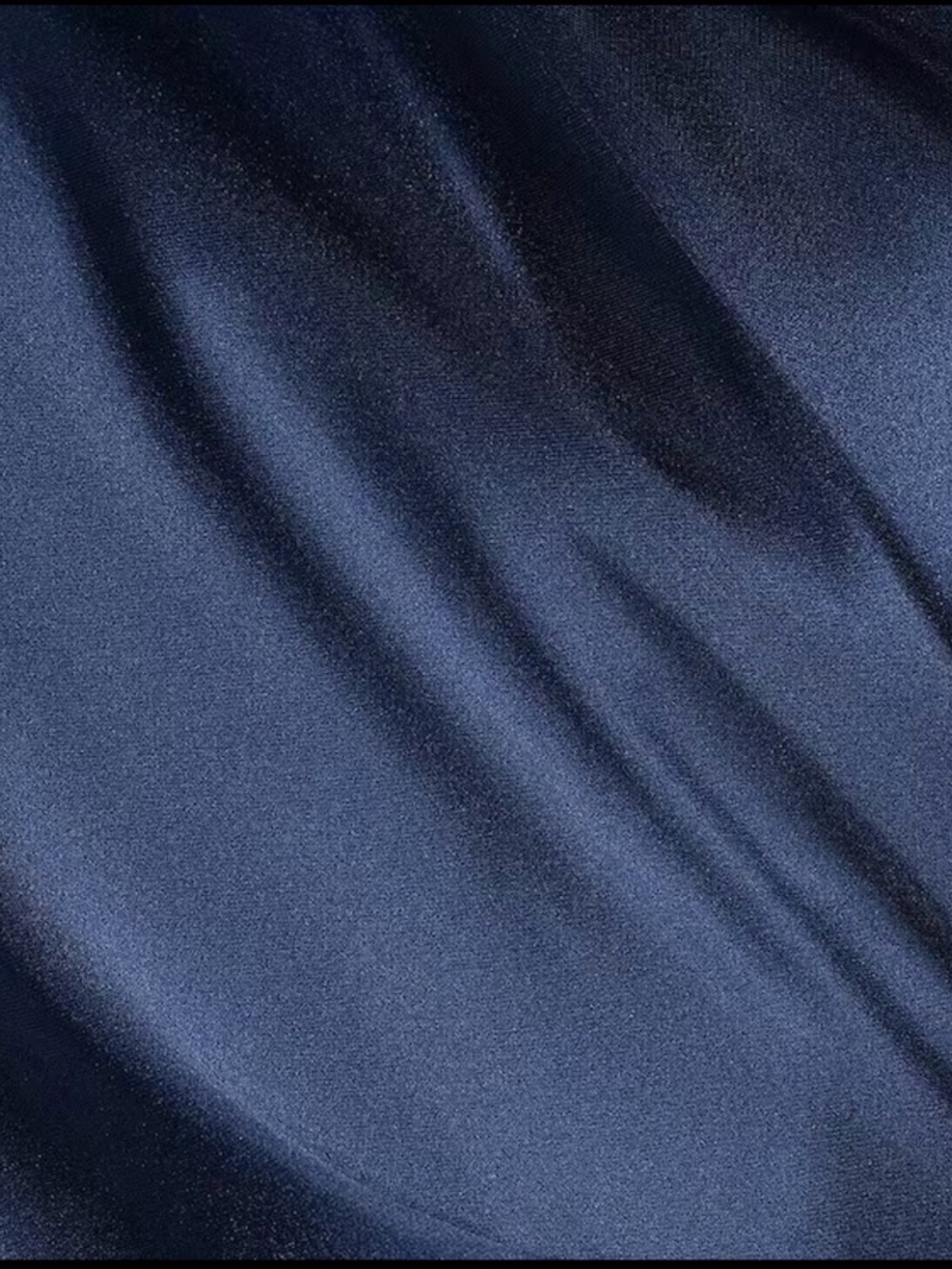 Alex Marie Navy One-Shoulder Satin Gown - Picture 3 of 9